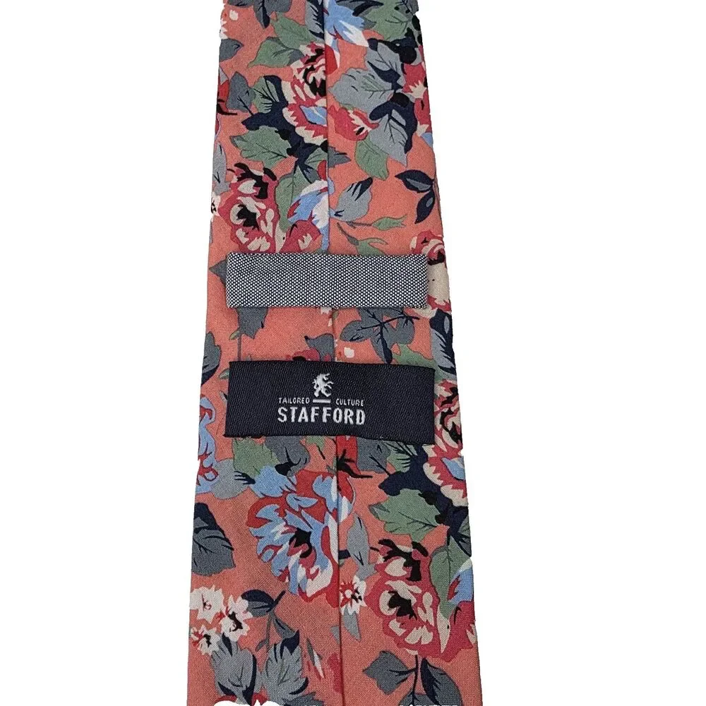 Stafford Men’s Cotton Neck Tie Floral Print Colorful Vibrant Pattern